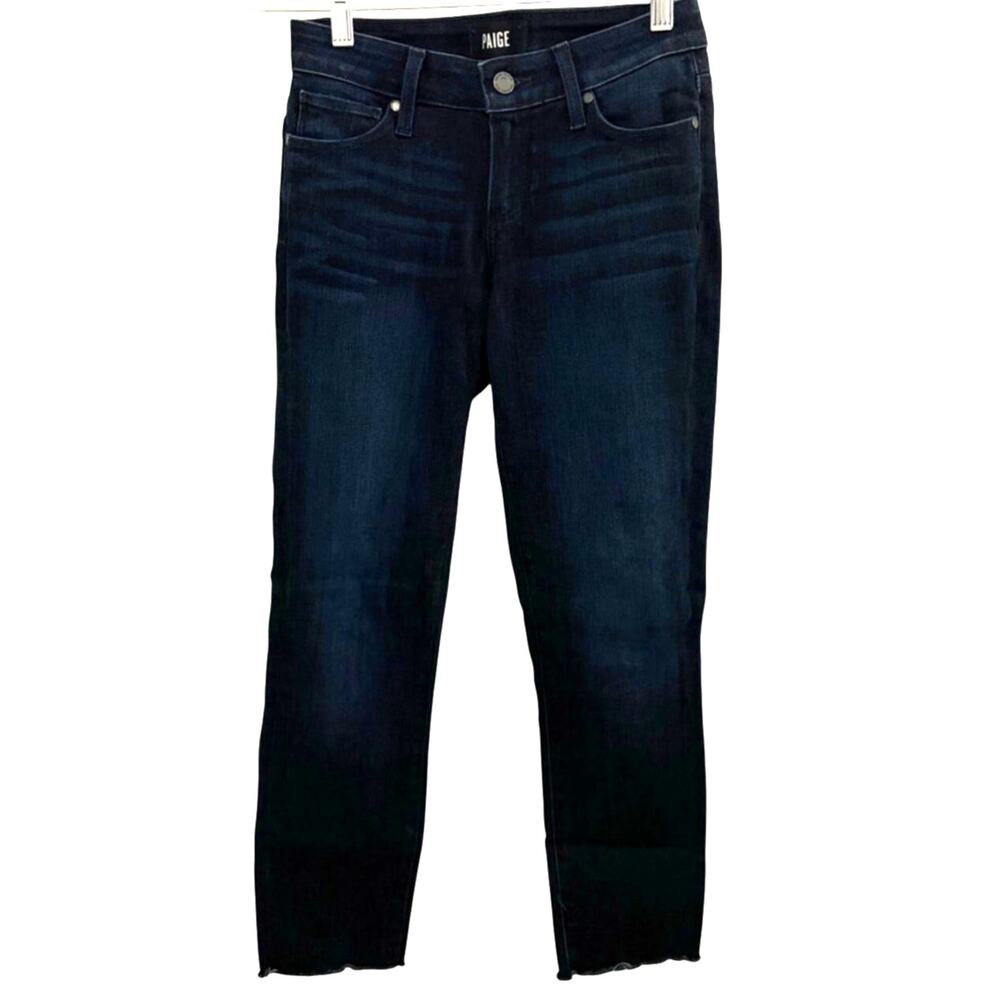 Paige Jeans Dark wash Frayed hem Skyline Skinny Crop Size 24